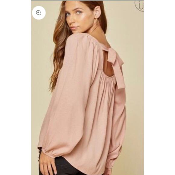 Andre'e by Unit Taupe Tie Back Top, size 1X - Picture 2 of 4